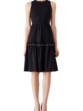 Mother of Pearl Marietta Black Dress Pearl Detail Sleeveless Midi Size S / 4
